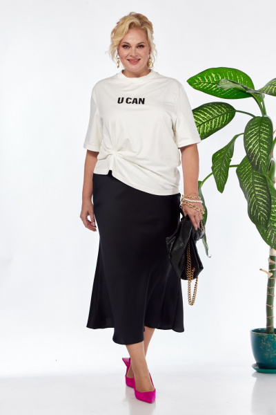 Юбка атласная длина 91 см с резинкой на талии Anastasia 1151.1 темно-синий - фото 6