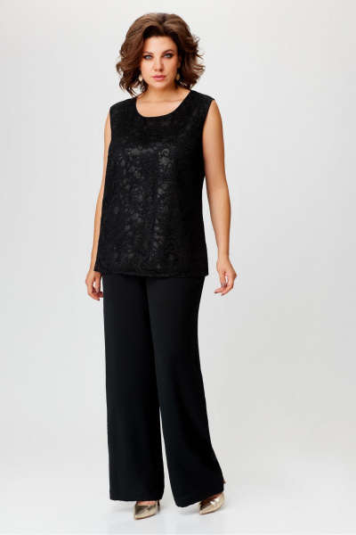 Комплект брюк жакета и топа свободный стиль Svetlana-Style 2025 черный - фото 3