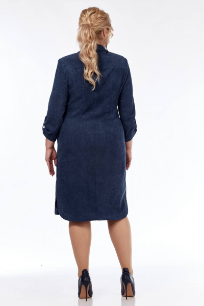 Вельветовое платье сафари с карманами и разрезами Tensi 258а джинсовый - фото 8