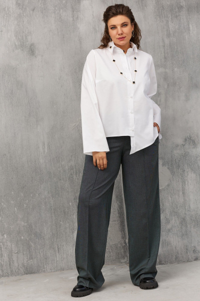 Блуза с ассиметричным кроем и перламутровыми пуговицами BegiModa 4108 белый - фото 1