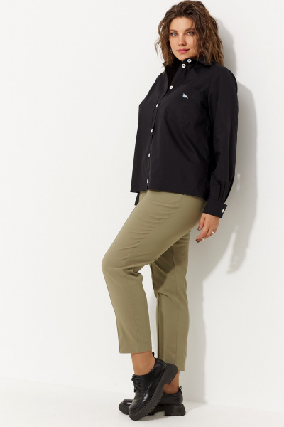 Зеленые брючки с лампасами и высокой посадкой BegiModa 6054 оливка - фото 4