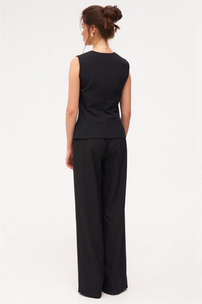 Костюм 2-ка с жилеткой и брюками палаццо KaVaRi 8039 черный - фото 2