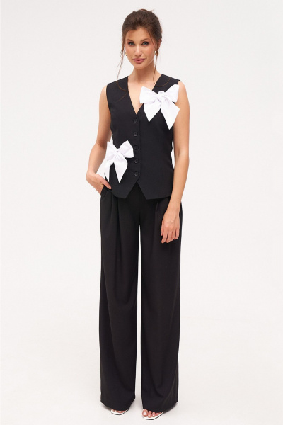 Костюм 2-ка с жилеткой и брюками палаццо KaVaRi 8039 черный - фото 1