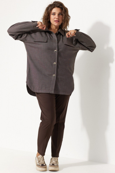 Коричневые брюки палаццо с застроченными стрелками BegiModa 6054 шоколад - фото 8