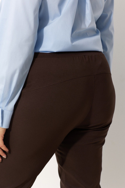 Коричневые брюки палаццо с застроченными стрелками BegiModa 6054 шоколад - фото 6