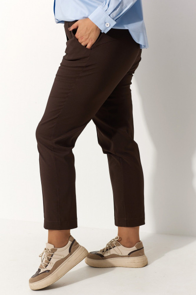 Коричневые брюки палаццо с застроченными стрелками BegiModa 6054 шоколад - фото 5