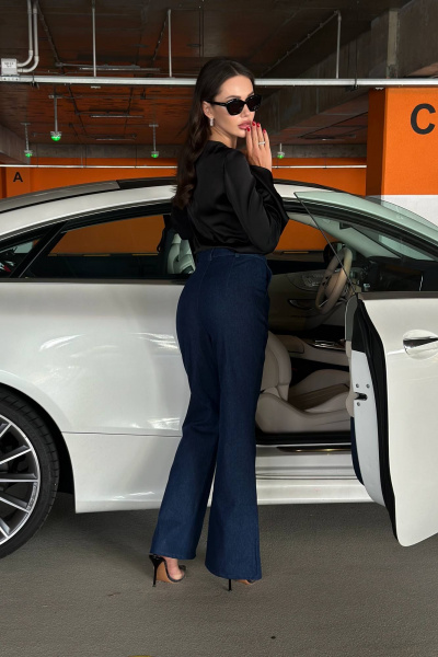 Черная нарядная блуза из шелка с длинными рукавами AURA otd 2169 - фото 4