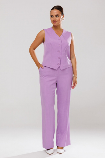 Костюм-тройка из костюмной ткани с пиджаком, жилетом и брюками Mubliz 173 лаванда - фото 6