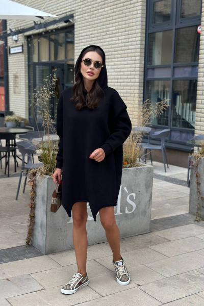 Демисезонное оверсайз платье с капюшоном и начёсом AURA otd 3280 - фото 6