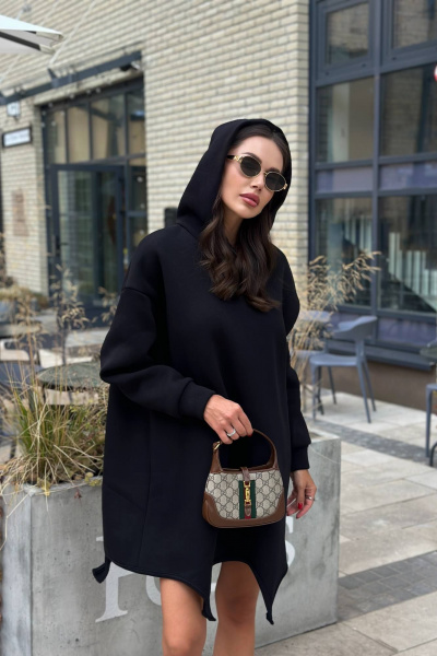 Демисезонное оверсайз платье с капюшоном и начёсом AURA otd 3280 - фото 1