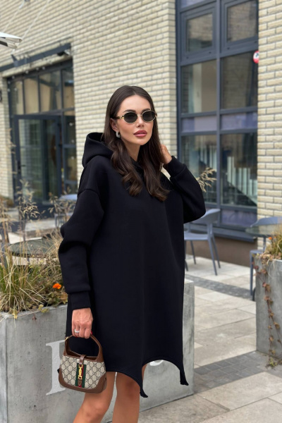 Демисезонное оверсайз платье с капюшоном и начёсом AURA otd 3280 - фото 5