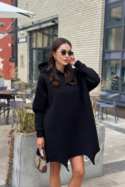 Демисезонное оверсайз платье с капюшоном и начёсом AURA otd 3280 - фото 2