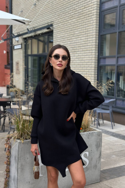 Демисезонное оверсайз платье с капюшоном и начёсом AURA otd 3280 - фото 4