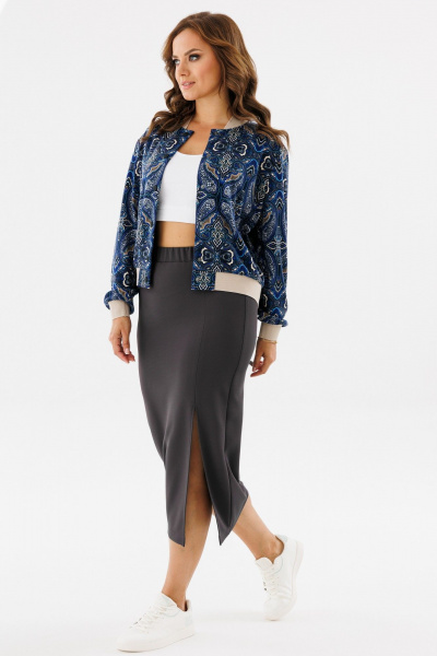 Демисезонный спортивный трикотажный комплект бомбер и юбка Angelina & Сo 1144 - фото 6