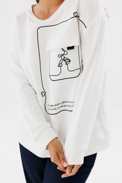 Демисезонный белый трикотажный джемпер с вышивкой Condra 16254 белый - фото 11