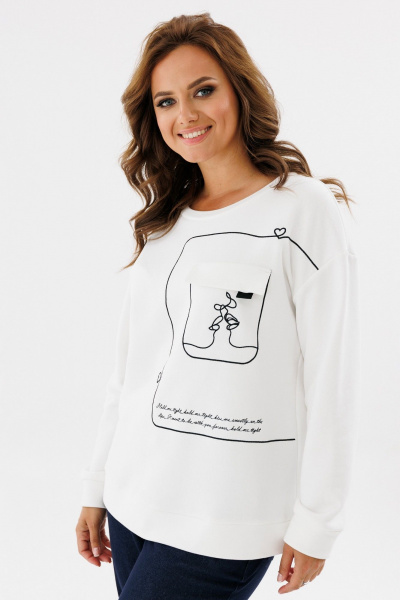 Демисезонный белый трикотажный джемпер с вышивкой Condra 16254 белый - фото 1