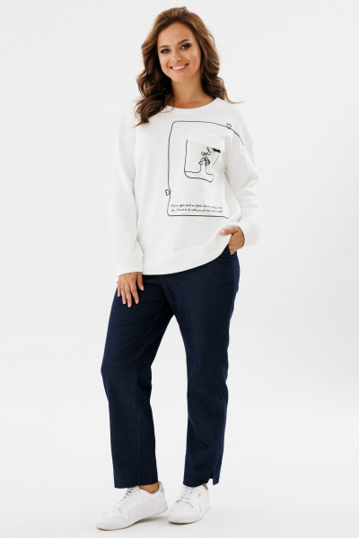 Демисезонный белый трикотажный джемпер с вышивкой Condra 16254 белый - фото 7