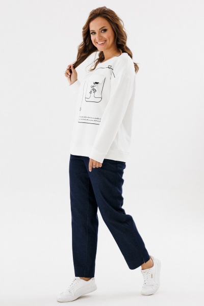 Демисезонный белый трикотажный джемпер с вышивкой Condra 16254 белый - фото 6