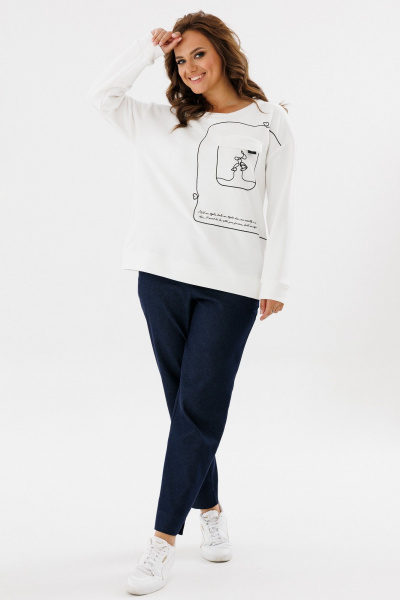 Демисезонный белый трикотажный джемпер с вышивкой Condra 16254 белый - фото 5