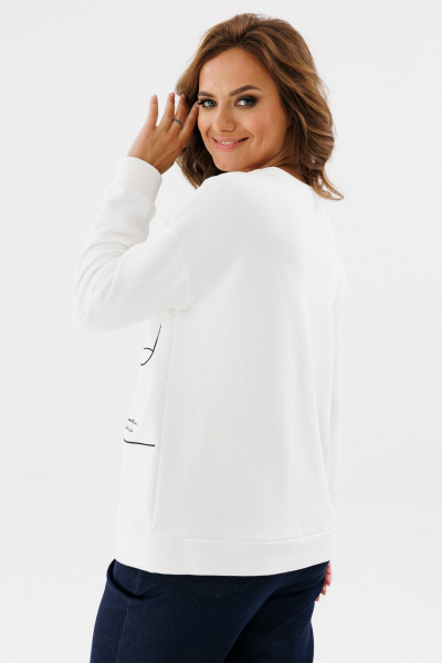 Демисезонный белый трикотажный джемпер с вышивкой Condra 16254 белый - фото 2