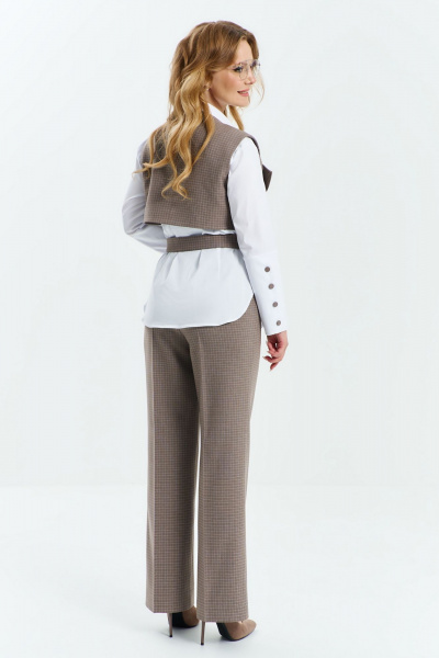 Классический костюм из текстиля с жилетом и палаццо брюками Euromoda 534 - фото 3