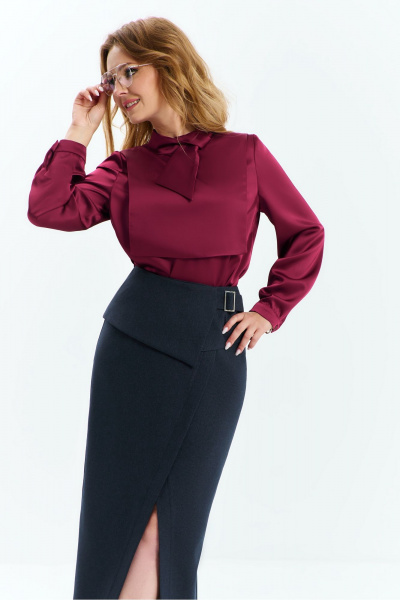 Макси черная юбка со съемной баской и высоким разрезом Euromoda 544 - фото 2