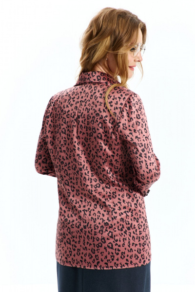 Демисезонная деловая блуза из гладкой сатиновой ткани Euromoda 547 розовый - фото 6