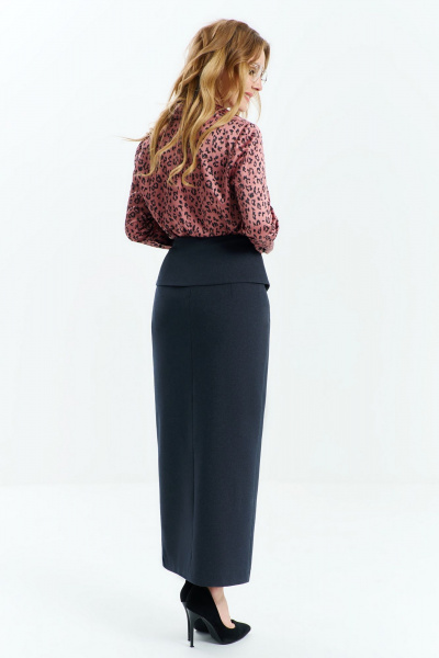 Демисезонная деловая блуза из гладкой сатиновой ткани Euromoda 547 розовый - фото 4