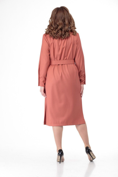 Платье из текстиля с асимметричным силуэтом и съемным поясом Anelli 772 терракот - фото 4