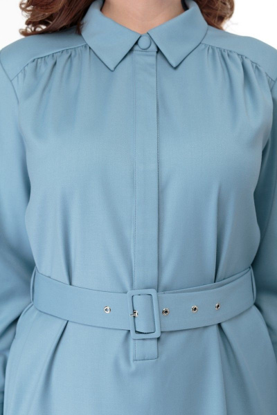 Элегантное платье из вискозы с карманами и разрезами Anelli 772 голубой - фото 5