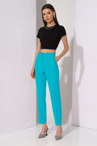 Комплект из жакета, брюк и топа в стиле casual N.O.W. 1290-2 бирюзово-голубой - фото 4