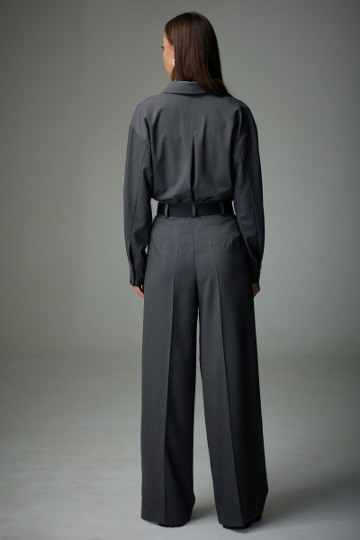 Блуза и брюки прямого силуэта с накладными карманами N.O.W. 1333-1 серый - фото 2
