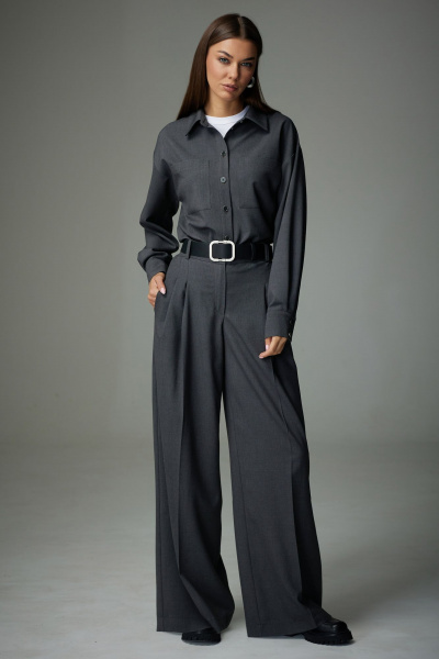 Блуза и брюки прямого силуэта с накладными карманами N.O.W. 1333-1 серый - фото 5