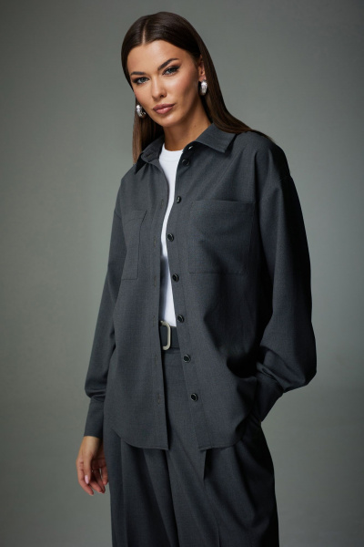 Блуза и брюки прямого силуэта с накладными карманами N.O.W. 1333-1 серый - фото 4