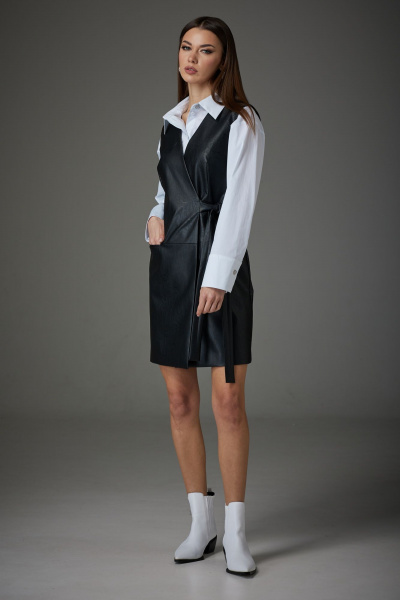 Платье-жилет из экокожи с горизонтальными подрезами N.O.W. 1394 - фото 5