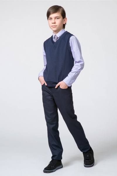 Жилет трикотажный на передав «V» для мальчика Франтишка Ш-3407 п-24с-107-с78 темно-синий - фото 2