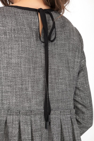 Платье свободного кроя с длинными рукавами и завязками Anna Majewska 1420 темно-серый - фото 5