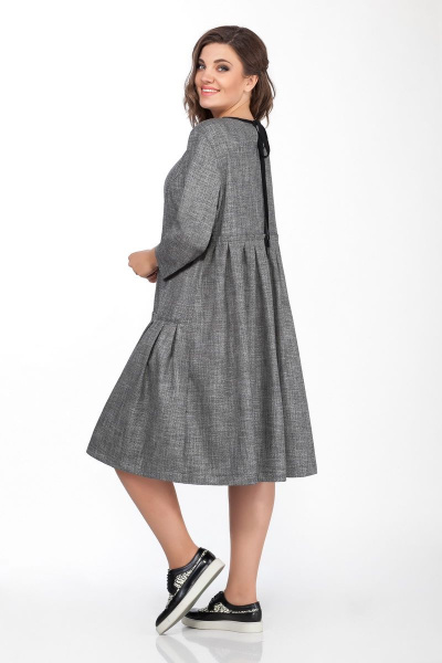 Платье свободного кроя с длинными рукавами и завязками Anna Majewska 1420 темно-серый - фото 4