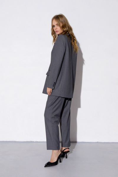 Деловые брюки из вискозы с высокой посадкой для офиса PiRS 4748 серый - фото 5
