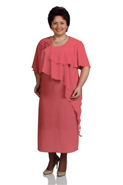 Нарядное розовое платье из шифона длиной 119 см Classic Moda 479 розовый - фото 1
