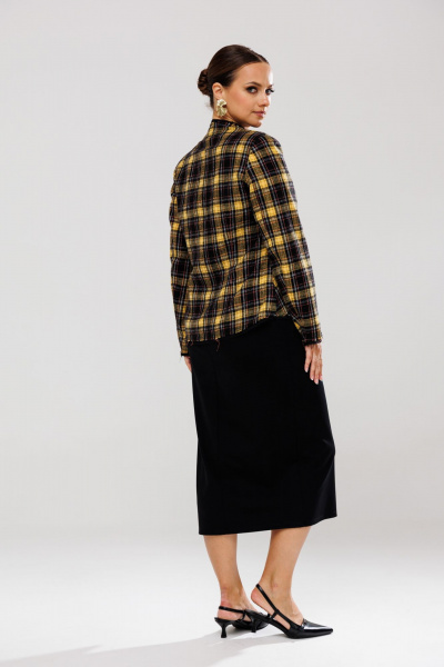 Женский костюм из трикотажа и текстиля со стойкой Mubliz 202 желтый - фото 2