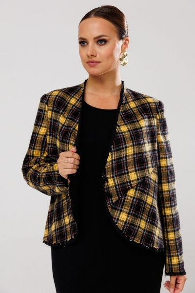 Жакет женский из костюмной ткани с клетчатым принтом Mubliz 205 желтый - фото 5