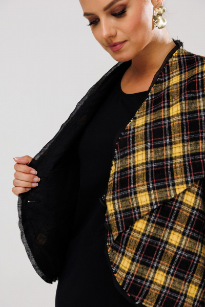 Жакет женский из костюмной ткани с клетчатым принтом Mubliz 205 желтый - фото 3