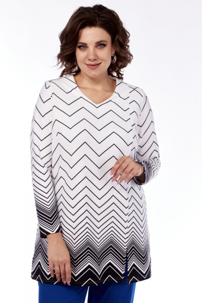 Миди-платье в стиле бохо с отрезной линией и сборками Abbi 4046 бело-черный - фото 16