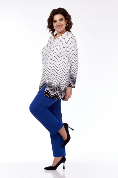 Миди-платье в стиле бохо с отрезной линией и сборками Abbi 4046 бело-черный - фото 12