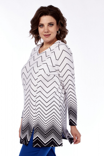 Миди-платье в стиле бохо с отрезной линией и сборками Abbi 4046 бело-черный - фото 10