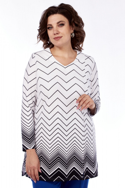 Миди-платье в стиле бохо с отрезной линией и сборками Abbi 4046 бело-черный - фото 7