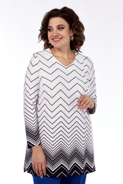 Миди-платье в стиле бохо с отрезной линией и сборками Abbi 4046 бело-черный - фото 9