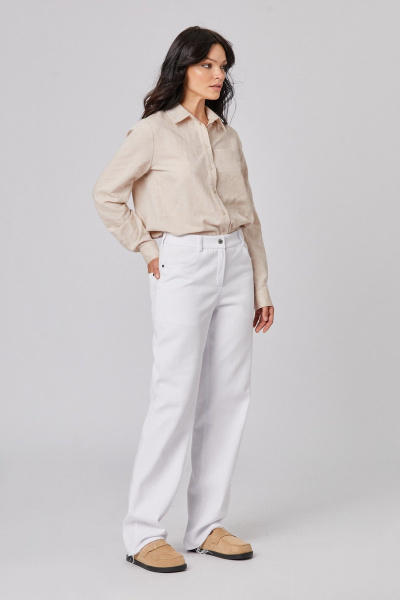 Блуза из хлопка полуприталенная с карманом Rivoli 2406 бежевый - фото 4