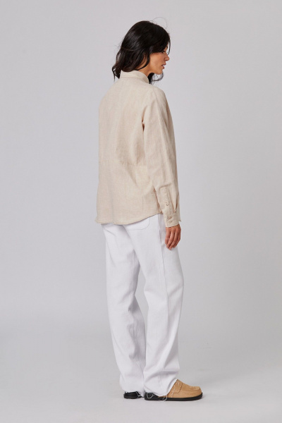 Блуза из хлопка полуприталенная с карманом Rivoli 2406 бежевый - фото 3